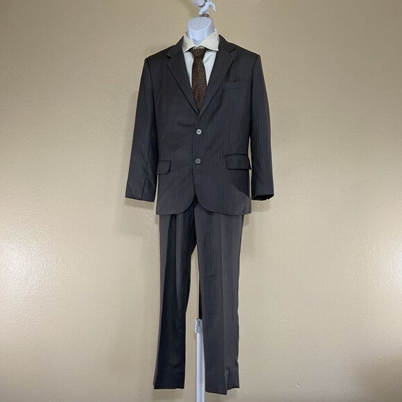 Men's Macway’s Executive Chest 38,Charcoal Gray Pinstripe Pure Wool Pant Suit - Picture 1 of 16